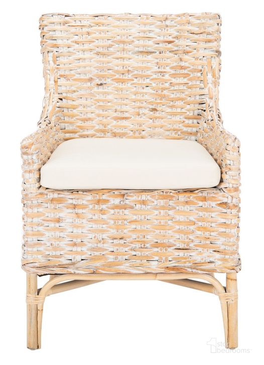 The appearance of Cristen Rattan Accent Chair with Cushion in White designed by Safavieh in the modern / contemporary interior design. This white piece of furniture  was selected by 1StopBedrooms from Cristen Collection to add a touch of cosiness and style into your home. Sku: ACH6513A. Product Type: Accent Chair. Material: Rattan. Image1