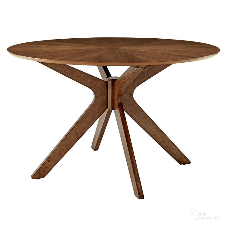 The appearance of Crossroads Walnut 47 Inch Round Wood Dining Table designed by Modway in the modern / contemporary interior design. This walnut piece of furniture  was selected by 1StopBedrooms from Crossroads Collection to add a touch of cosiness and style into your home. Sku: EEI-3847-WAL. Table Base Style: Trestle. Table Top Shape: Round. Material: Wood. Product Type: Dining Table. Size: 47". Image1