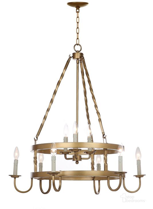 The appearance of Crowley Gold 31 Inch Adjustable Chandelier designed by Safavieh in the modern / contemporary interior design. This gold piece of furniture  was selected by 1StopBedrooms from Safavieh LIT Collection to add a touch of cosiness and style into your home. Sku: LIT4385A. Product Type: Chandelier. Image1
