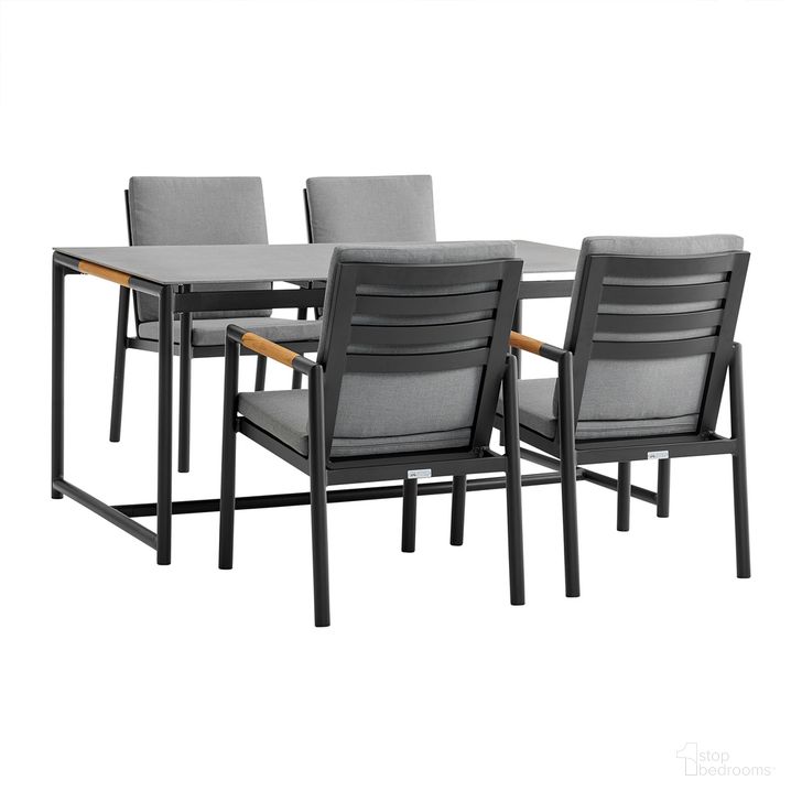The appearance of Crown 5 Piece Outdoor Dining Set In Black designed by Armen Living in the modern / contemporary interior design. This black piece of furniture  was selected by 1StopBedrooms from Crown Collection to add a touch of cosiness and style into your home. Sku: LCCRDIBL;LCCRCHBL;LCCRCHBL. Material: Aluminum. Product Type: Outdoor Dining Set. Image1