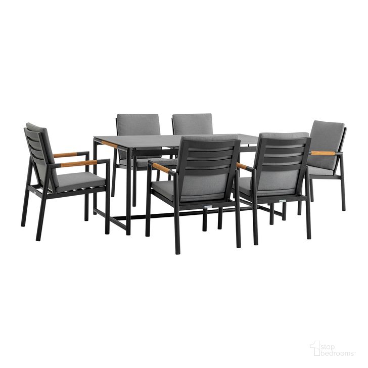 The appearance of Crown 7 Piece Outdoor Dining Set In Black designed by Armen Living in the modern / contemporary interior design. This black piece of furniture  was selected by 1StopBedrooms from Crown Collection to add a touch of cosiness and style into your home. Sku: LCCRDIBL;LCCRCHBL;LCCRCHBL;LCCRCHBL. Material: Aluminum. Product Type: Outdoor Dining Set. Image1
