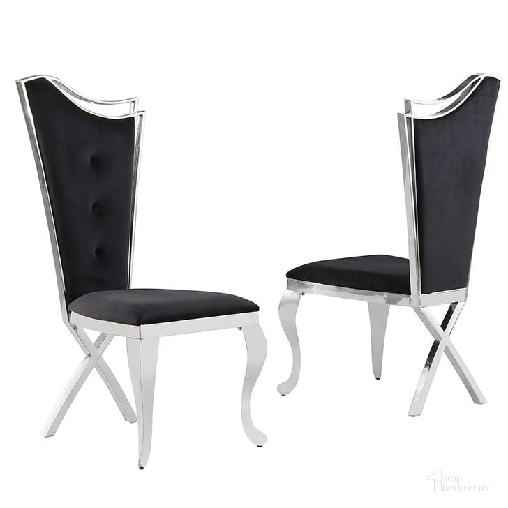The appearance of Crownie Velvet Dining Chairs Set of 2 In Black and Silver designed by Best Master Furniture in the modern / contemporary interior design. This silver and black piece of furniture  was selected by 1StopBedrooms from Crownie Collection to add a touch of cosiness and style into your home. Sku: C194BSC. Product Type: Dining Chair. Material: Velvet. Image1