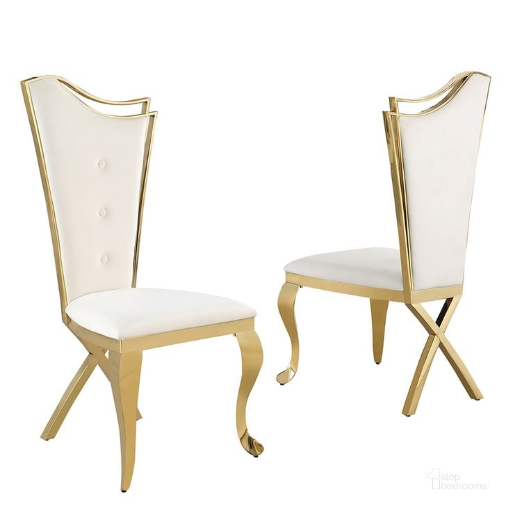 The appearance of Crownie Velvet Dining Chairs Set of 2 In Cream and Gold designed by Best Master Furniture in the modern / contemporary interior design. This cream/gold piece of furniture  was selected by 1StopBedrooms from Crownie Collection to add a touch of cosiness and style into your home. Sku: C194CGC. Product Type: Dining Chair. Material: Velvet. Image1