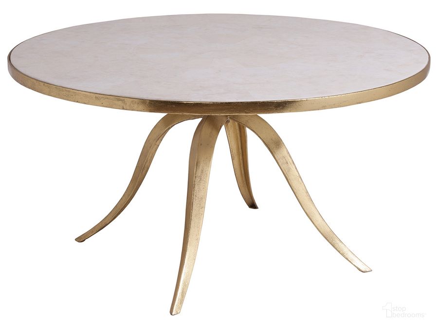 The appearance of Crystal Stone Round Cocktail Table designed by Artistica Home in the industrial interior design. This gold piece of furniture  was selected by 1StopBedrooms from Crystal Stone Collection to add a touch of cosiness and style into your home. Sku: 01-2023-943. Product Type: Cocktail Table. Image1