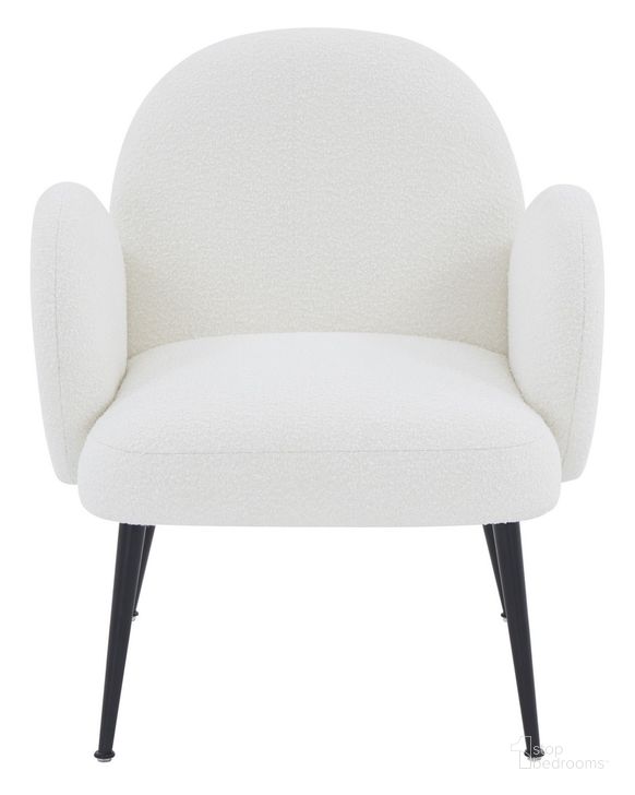 The appearance of Crystalyn Boucle Accent Chair In Ivory/Black designed by Safavieh Couture in the glam interior design. This ivory/black piece of furniture  was selected by 1StopBedrooms from Crystalyn Collection to add a touch of cosiness and style into your home. Sku: SFV4790A. Material: Wood. Product Type: Accent Chair. Image1