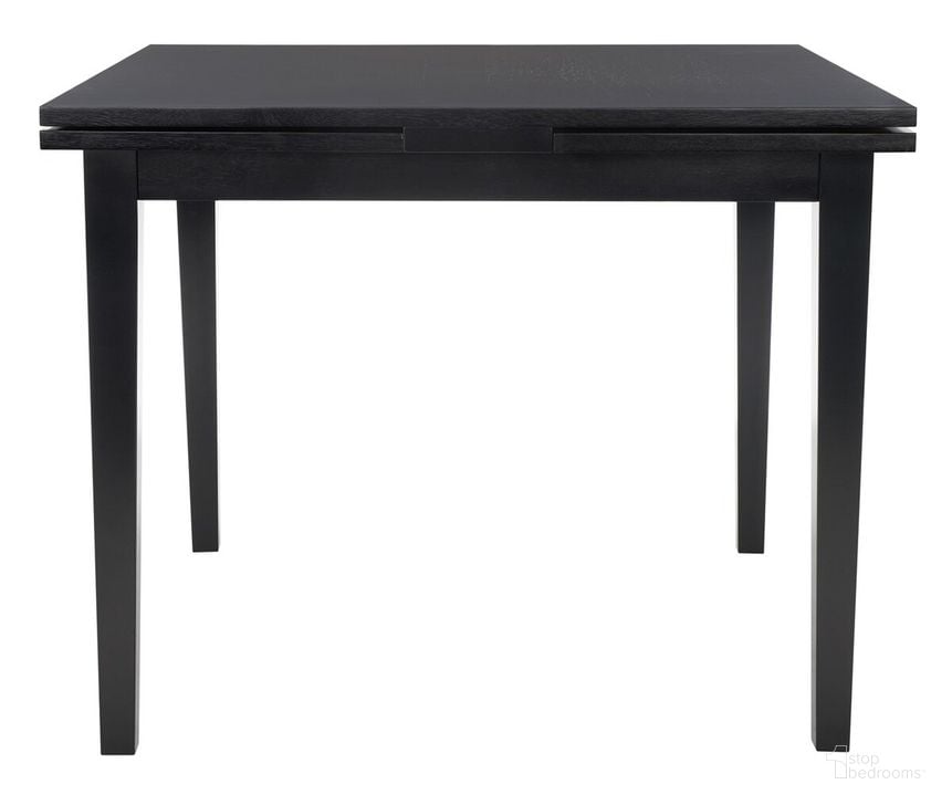 The appearance of Cullen Extension Dining Table in Black designed by Safavieh in the modern / contemporary interior design. This black piece of furniture  was selected by 1StopBedrooms from Cullen Collection to add a touch of cosiness and style into your home. Sku: DTB1001A. Table Base Style: Legs. Material: Wood. Product Type: Dining Table. Table Top Shape: Rectangular. Size: 70". Image1