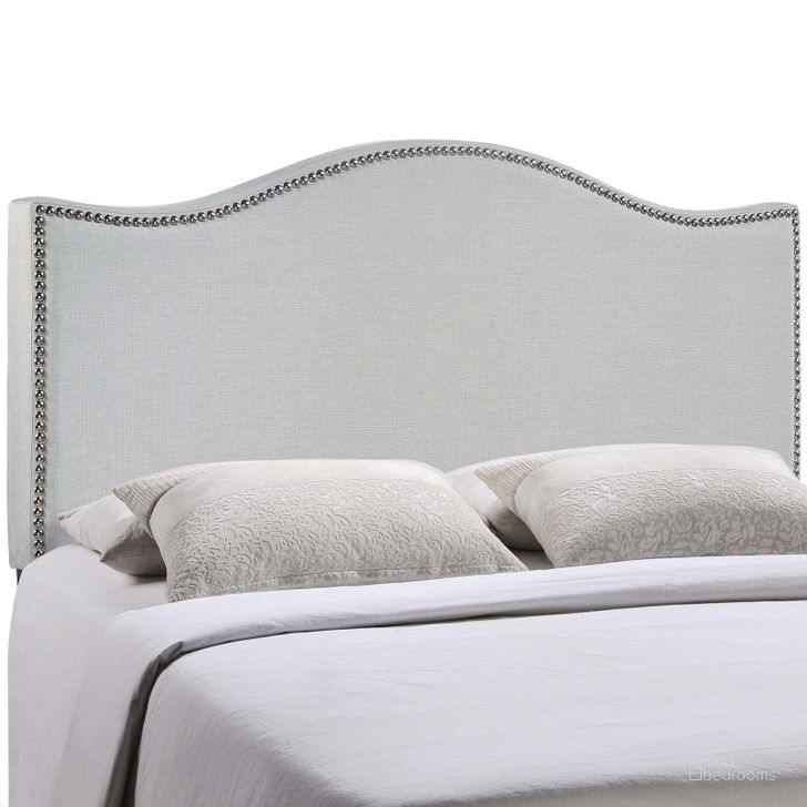 The appearance of Curl Sky Gray King Nailhead Upholstered Headboard designed by Modway in the modern / contemporary interior design. This sky gray piece of furniture  was selected by 1StopBedrooms from Curl Collection to add a touch of cosiness and style into your home. Sku: MOD-5207-GRY. Material: Wood. Product Type: Headboard. Bed Size: King. Image1