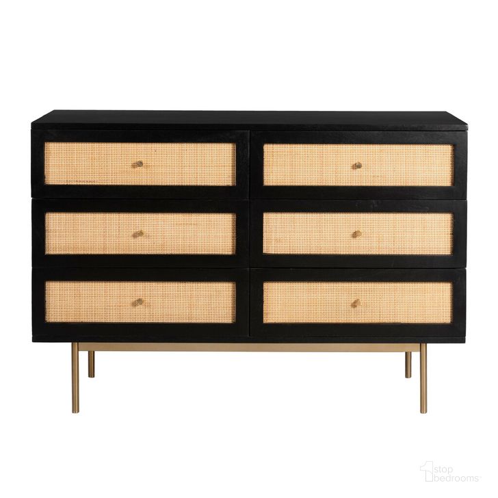 The appearance of Curtis Solid Wood 6-Drawer Dresser In Black and Natural designed by Aeons in the  interior design. This black and natural piece of furniture  was selected by 1StopBedrooms from Curtis Collection to add a touch of cosiness and style into your home. Sku: AESP-11168-Black. Material: Wood. Product Type: Dresser. Image1