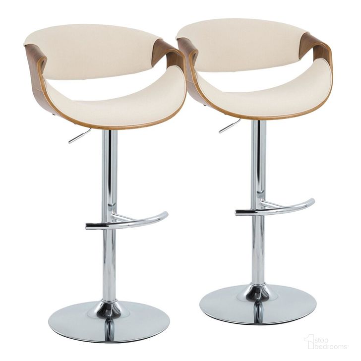 The appearance of Curvo Adjustable Barstool Set of 2 In Chrome designed by Lumisource in the transitional interior design. This cream piece of furniture  was selected by 1StopBedrooms from Curvo Collection to add a touch of cosiness and style into your home. Sku: BS-CURVO-RT2 CHRWLCR2. Material: Wood. Product Type: Barstool. Image1