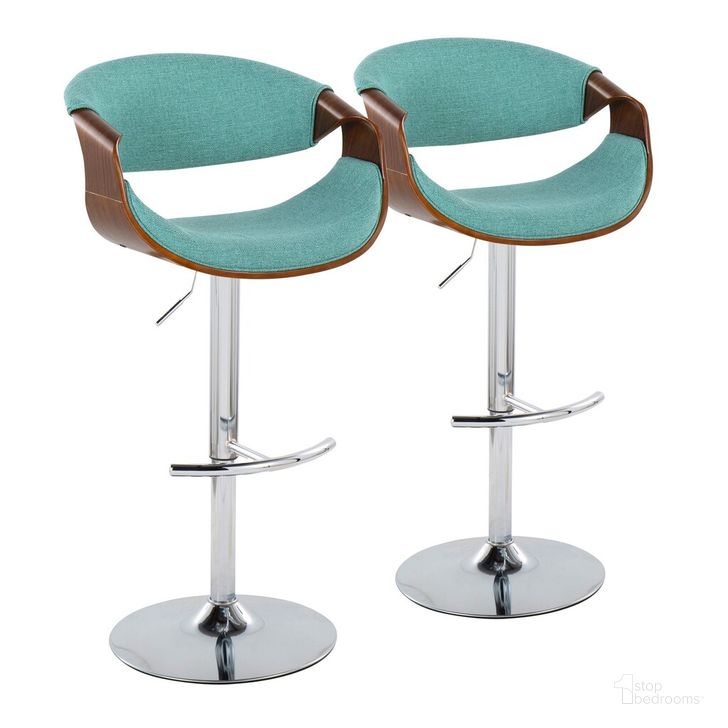 The appearance of Curvo Adjustable Barstool Set of 2 In Chrome designed by Lumisource in the transitional interior design. This teal piece of furniture  was selected by 1StopBedrooms from Curvo Collection to add a touch of cosiness and style into your home. Sku: BS-CURVO-RT2 CHRWLTL2. Material: Wood. Product Type: Barstool. Image1
