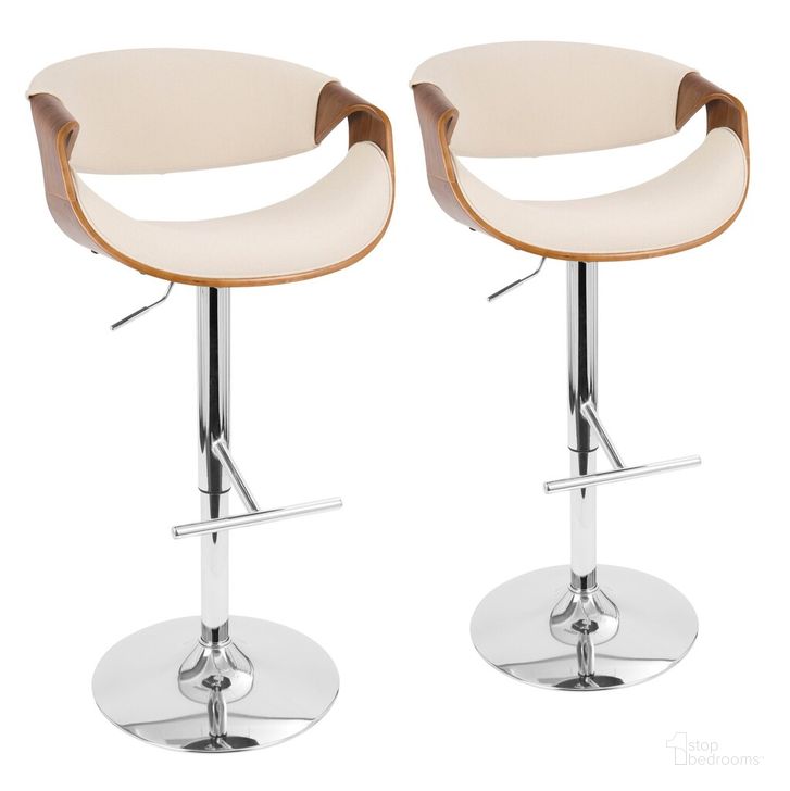 The appearance of Curvo Adjustable Barstool Set of 2 In Chrome designed by Lumisource in the transitional interior design. This chrome piece of furniture  was selected by 1StopBedrooms from Curvo Collection to add a touch of cosiness and style into your home. Sku: BS-CURVO2-SWVT WLCR2. Material: Wood. Product Type: Barstool. Image1