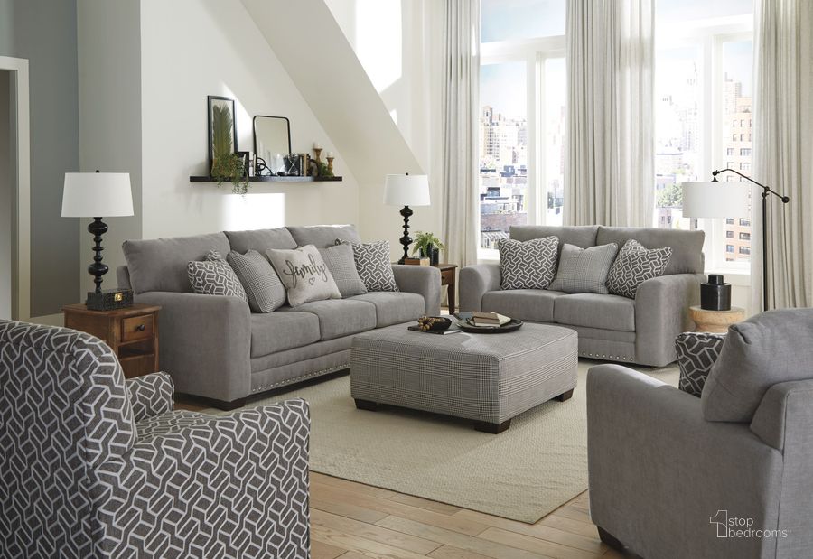The appearance of Cutler Ash Living Room Set designed by Jackson in the transitional interior design. This gray piece of furniture  was selected by 1StopBedrooms from Cutler Collection to add a touch of cosiness and style into your home. Sku: 347803184318217718;347802184318217718. Material: Fabric. Product Type: Living Room Set. Image1