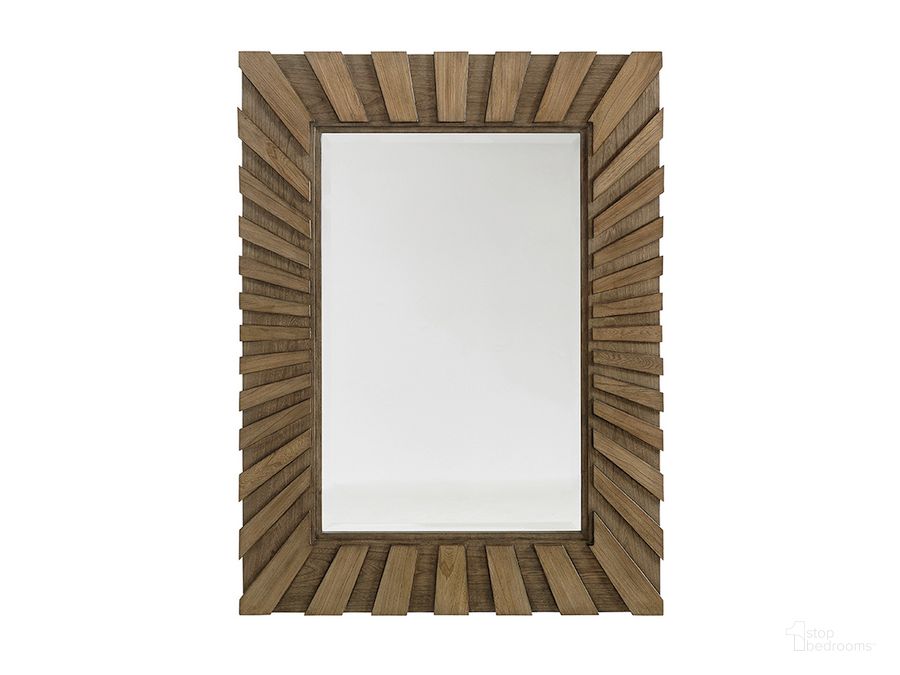 The appearance of Cypress Point Ardley Sunburst Mirror designed by Tommy Bahama in the transitional interior design. This brown piece of furniture  was selected by 1StopBedrooms from Cypress Point Collection to add a touch of cosiness and style into your home. Sku: 01-0561-205. Material: Wood. Product Type: Dresser Mirror. Image1