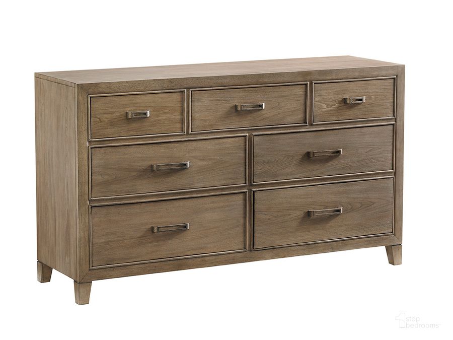The appearance of Cypress Point Lockeport Triple Dresser designed by Tommy Bahama in the transitional interior design. This brown piece of furniture  was selected by 1StopBedrooms from Cypress Point Collection to add a touch of cosiness and style into your home. Sku: 01-0561-234. Material: Wood. Product Type: Dresser. Image1