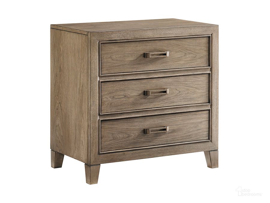 The appearance of Cypress Point McClellan Drawer Nightstand designed by Tommy Bahama in the transitional interior design. This brown piece of furniture  was selected by 1StopBedrooms from Cypress Point Collection to add a touch of cosiness and style into your home. Sku: 01-0561-621. Material: Wood. Product Type: Nightstand. Image1