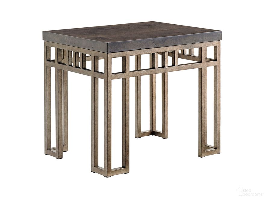 The appearance of Cypress Point Montera Travertine End Table designed by Tommy Bahama in the industrial interior design. This gray piece of furniture  was selected by 1StopBedrooms from Cypress Point Collection to add a touch of cosiness and style into your home. Sku: 01-0561-953. Material: Wood. Product Type: End Table. Image1
