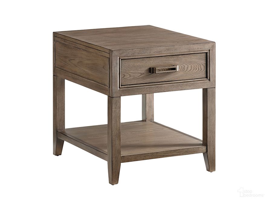 The appearance of Cypress Point Pearce End Table designed by Tommy Bahama in the transitional interior design. This brown piece of furniture  was selected by 1StopBedrooms from Cypress Point Collection to add a touch of cosiness and style into your home. Sku: 01-0561-952. Material: Wood. Product Type: End Table. Image1