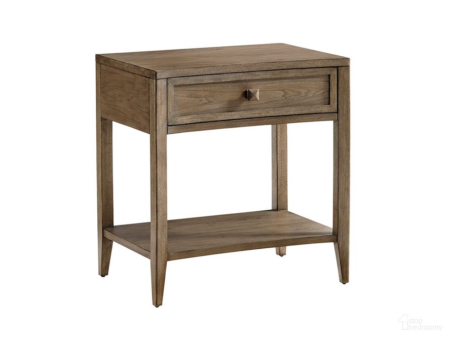 The appearance of Cypress Point Stevenson Open Nightstand designed by Tommy Bahama in the transitional interior design. This brown piece of furniture  was selected by 1StopBedrooms from Cypress Point Collection to add a touch of cosiness and style into your home. Sku: 01-0561-623. Material: Wood. Product Type: Nightstand. Image1