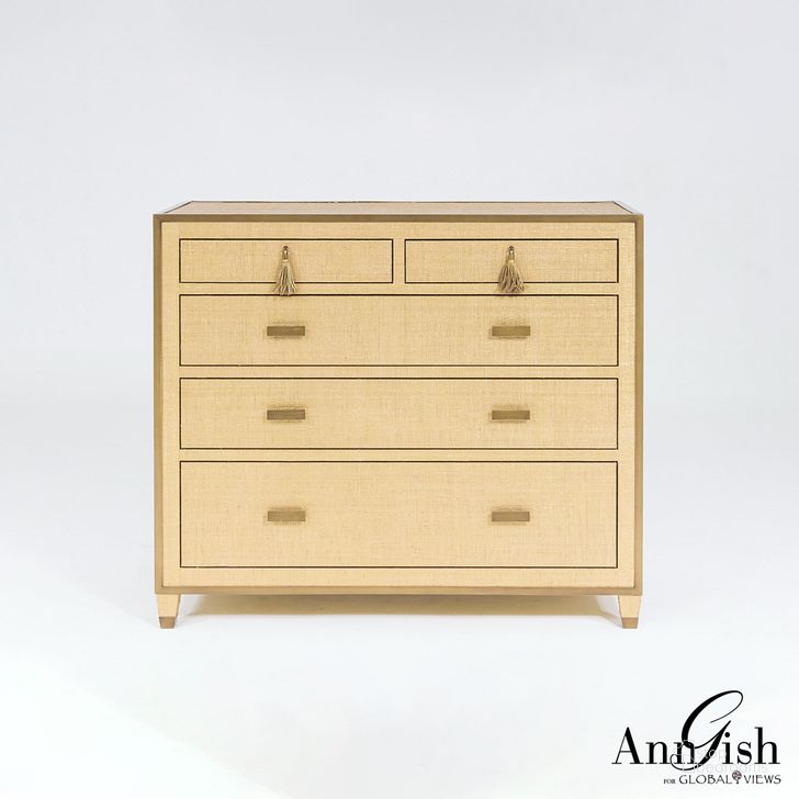 The appearance of D'Oro Chest Of Drawers In Gold designed by Global Views in the modern / contemporary interior design. This gold piece of furniture  was selected by 1StopBedrooms from D'Oro Collection to add a touch of cosiness and style into your home. Sku: AG2.20022. Material: Wood. Product Type: Chest. Image1