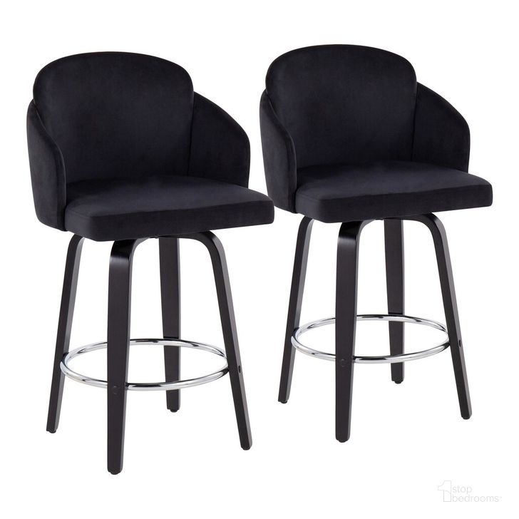 The appearance of Dahlia Counter Stool Set of 2 In Black designed by Lumisource in the modern / contemporary interior design. This black piece of furniture  was selected by 1StopBedrooms from Dahlia Collection to add a touch of cosiness and style into your home. Sku: B26-DAHLIA-R2 BKVBK2. Material: Wood. Product Type: Barstool. Image1