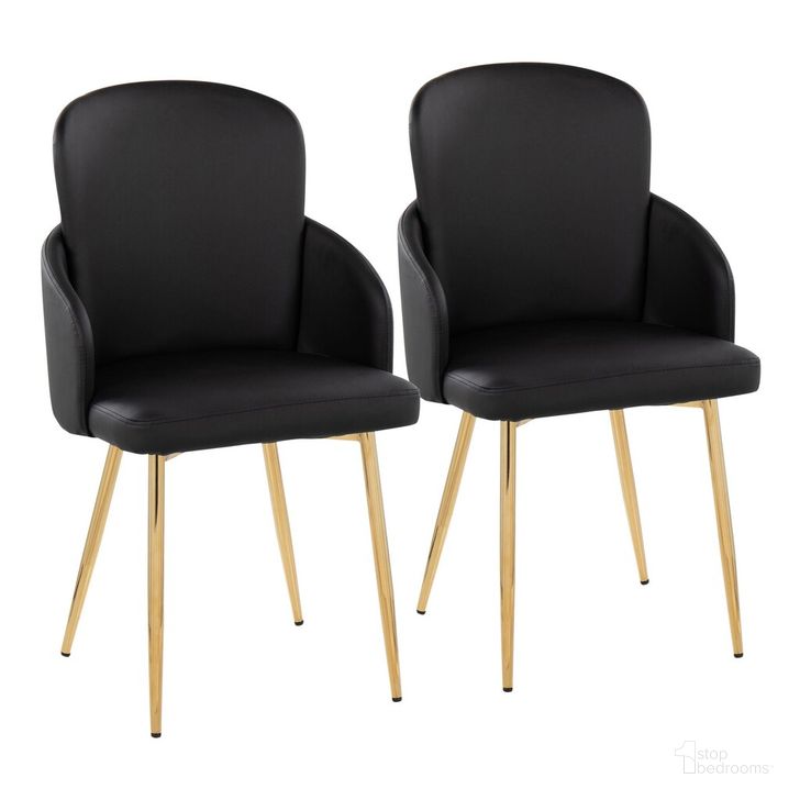 The appearance of Dahlia Dining Chair Set of 2 In Black and Gold designed by Lumisource in the modern / contemporary interior design. This black and gold piece of furniture  was selected by 1StopBedrooms from Dahlia Collection to add a touch of cosiness and style into your home. Sku: CH-DAHLIA2 AUBK2. Material: Leather. Product Type: Dining Chair. Image1