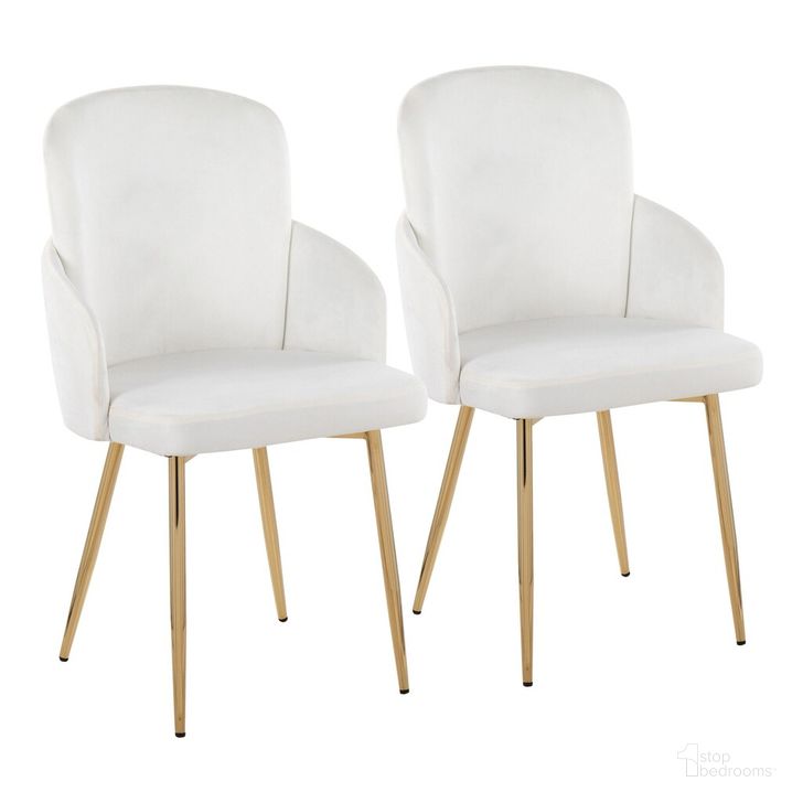 The appearance of Dahlia Dining Chair Set of 2 In Cream and Gold designed by Lumisource in the modern / contemporary interior design. This cream/gold piece of furniture  was selected by 1StopBedrooms from Dahlia Collection to add a touch of cosiness and style into your home. Sku: CH-DAHLIA2 AUVCR2. Material: Metal. Product Type: Dining Chair. Image1