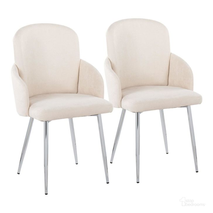 The appearance of Dahlia Dining Chair Set of 2 In Cream designed by Lumisource in the modern / contemporary interior design. This cream piece of furniture  was selected by 1StopBedrooms from Dahlia Collection to add a touch of cosiness and style into your home. Sku: CH-DAHLIA2 SVFCR2. Material: Metal. Product Type: Dining Chair. Image1