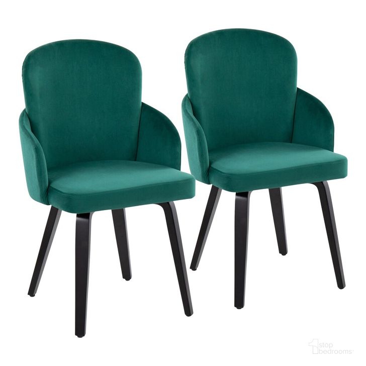 The appearance of Dahlia Dining Chair Set of 2 In Green Black designed by Lumisource in the modern / contemporary interior design. This green black piece of furniture  was selected by 1StopBedrooms from Dahlia Collection to add a touch of cosiness and style into your home. Sku: CH-DAHLIA2-W BKVGN2. Material: Wood. Product Type: Dining Chair. Image1