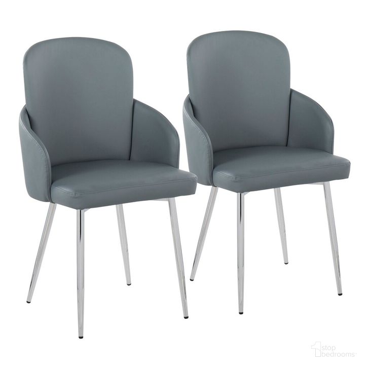 The appearance of Dahlia Dining Chair Set of 2 In Grey designed by Lumisource in the modern / contemporary interior design. This light grey piece of furniture  was selected by 1StopBedrooms from Dahlia Collection to add a touch of cosiness and style into your home. Sku: CH-DAHLIA2 SVGY2. Material: Leather. Product Type: Dining Chair. Image1