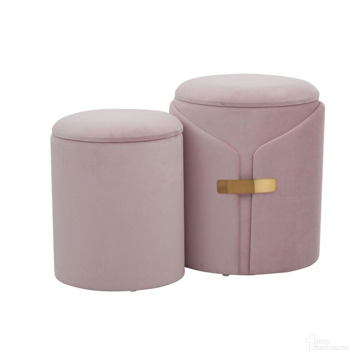 The appearance of Dahlia Ottoman Set In Pink and Gold designed by Lumisource in the modern / contemporary interior design. This pink and gold piece of furniture  was selected by 1StopBedrooms from Dahlia Collection to add a touch of cosiness and style into your home. Sku: OT2-DAHLIA AUVPK. Product Type: Ottoman. Material: Velvet. Image1