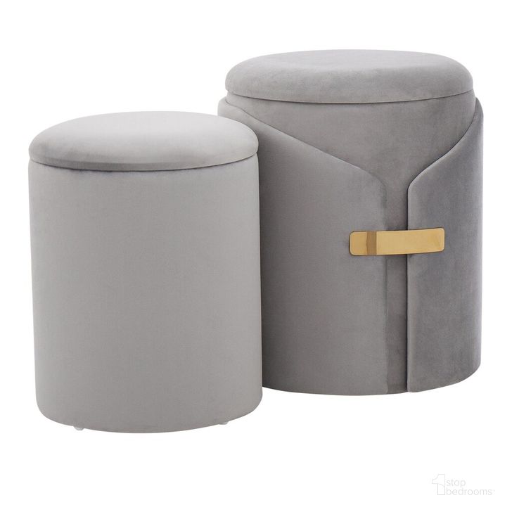 The appearance of Dahlia Ottoman Set In Silver and Gold designed by Lumisource in the modern / contemporary interior design. This silver and gold piece of furniture  was selected by 1StopBedrooms from Dahlia Collection to add a touch of cosiness and style into your home. Sku: OT2-DAHLIA AUVSV. Product Type: Ottoman. Material: Velvet. Image1