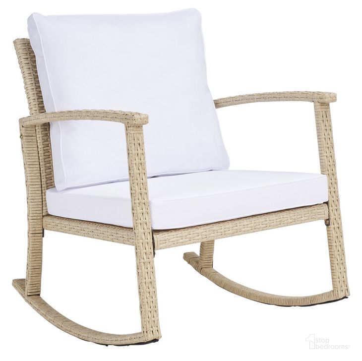 The appearance of Daire Rocking Chair in Beige designed by Safavieh in the modern / contemporary interior design. This beige piece of furniture  was selected by 1StopBedrooms from Daire Collection to add a touch of cosiness and style into your home. Sku: PAT7721B. Material: Steel. Product Type: Outdoor Chair. Image1