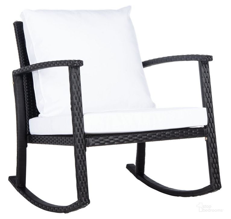 The appearance of Daire Rocking Chair in Black and White designed by Safavieh in the modern / contemporary interior design. This black and white piece of furniture  was selected by 1StopBedrooms from Daire Collection to add a touch of cosiness and style into your home. Sku: PAT7721A. Material: Steel. Product Type: Outdoor Chair. Image1