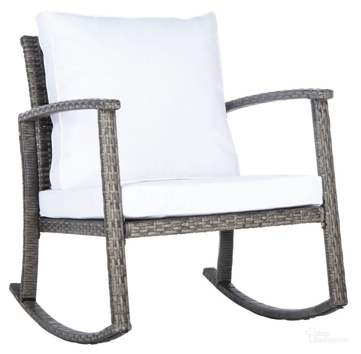 The appearance of Daire Rocking Chair in Grey designed by Safavieh in the modern / contemporary interior design. This grey piece of furniture  was selected by 1StopBedrooms from Daire Collection to add a touch of cosiness and style into your home. Sku: PAT7721C. Material: Steel. Product Type: Outdoor Chair. Image1