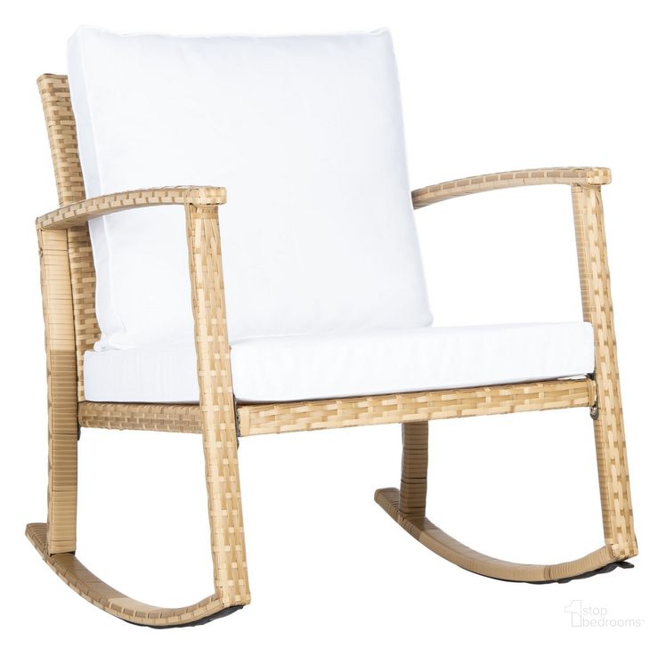 The appearance of Daire Rocking Chair in White designed by Safavieh in the modern / contemporary interior design. This white piece of furniture  was selected by 1StopBedrooms from Daire Collection to add a touch of cosiness and style into your home. Sku: PAT7721D. Material: Steel. Product Type: Outdoor Chair. Image1