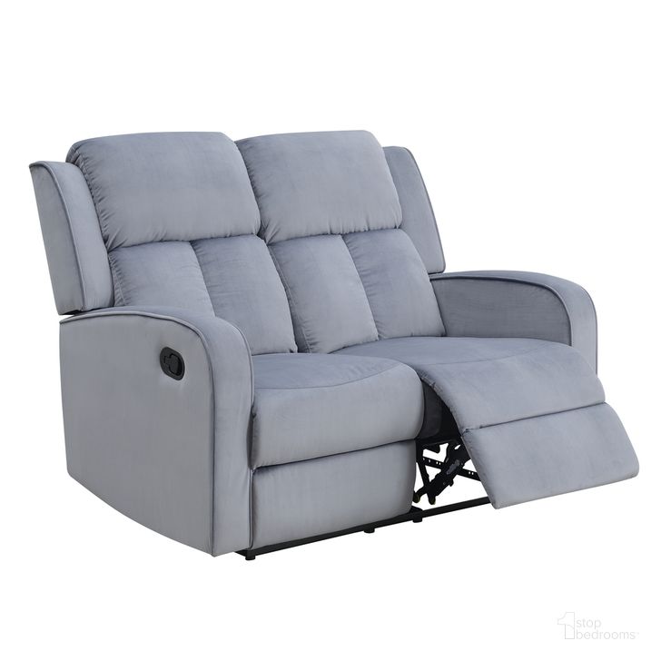 The appearance of Dale Fabric Upholstered Reclining Loveseat In Grey designed by AC Pacific in the modern / contemporary interior design. This grey piece of furniture  was selected by 1StopBedrooms from Dale Collection to add a touch of cosiness and style into your home. Sku: DALE-GREY-DRL. Material: Metal. Product Type: Loveseat. Image1