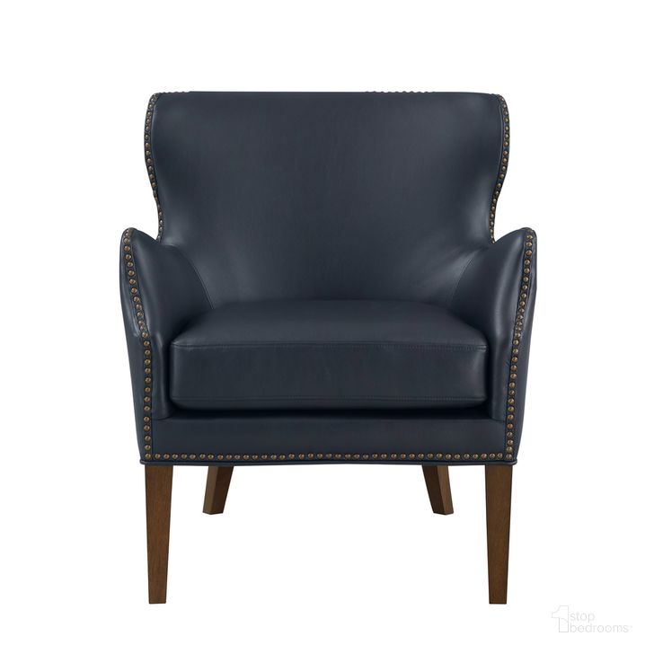 The appearance of Dallas High Leg Slope Arm Chair In Midnight Blue designed by Comfort Pointe in the modern / contemporary interior design. This midnight blue piece of furniture  was selected by 1StopBedrooms from Dallas Collection to add a touch of cosiness and style into your home. Sku: 8300-14. Product Type: Accent Chair. Material: Plywood. Image1