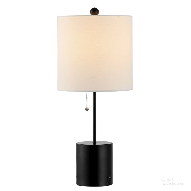The appearance of Dalra Table Lamp in Black designed by Safavieh in the modern / contemporary interior design. This black piece of furniture  was selected by 1StopBedrooms from Dalra Collection to add a touch of cosiness and style into your home. Sku: TBL4358A. Product Type: Table Lamp. Material: Iron. Image1