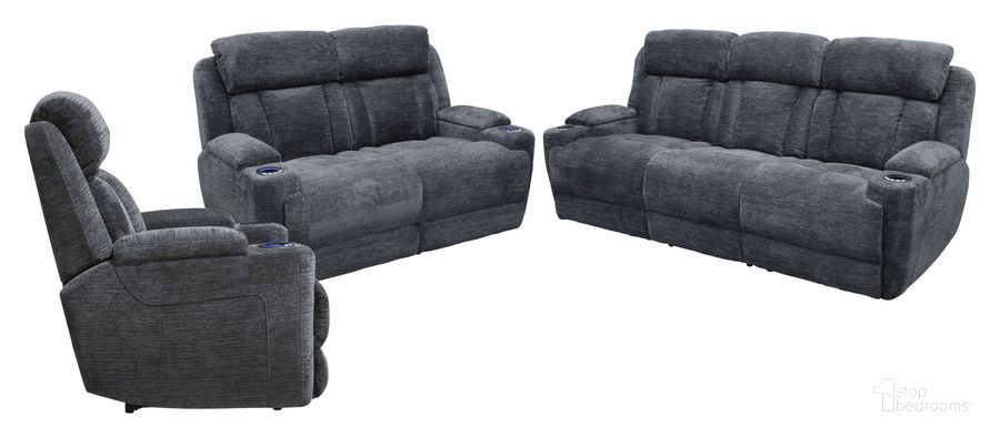 The appearance of Dalton Lucky Charcoal Power Reclining Living Room Set designed by Parker House in the modern / contemporary interior design. This gray piece of furniture  was selected by 1StopBedrooms from Dalton Collection to add a touch of cosiness and style into your home. Sku: MDAL#834PH-LCH;MDAL#822PH-LCH. Material: Polyester. Product Type: Living Room Set. Image1