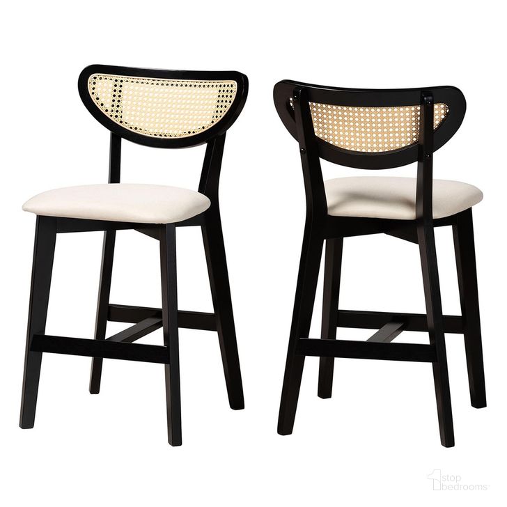 The appearance of Dannell Wood Counter Stool Set of 2 In Cream and Black designed by Baxton Studio in the transitional interior design. This cream and black piece of furniture  was selected by 1StopBedrooms from Dannell Collection to add a touch of cosiness and style into your home. Sku: CS003P-Black/Cream-PC-2PK. Product Type: Barstool. Material: Rubberwood. Image1