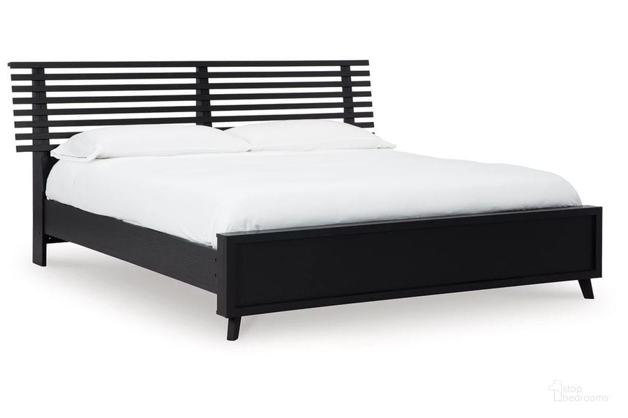 The appearance of Danziar Queen Slat Panel Bed In Black designed by Signature Design by Ashley in the modern / contemporary interior design. This black piece of furniture  was selected by 1StopBedrooms from Danziar Collection to add a touch of cosiness and style into your home. Sku: B100-13;B1013-157;B1013-54;B1013-95. Bed Type: Panel Bed. Material: Wood. Product Type: Panel Bed. Bed Size: Queen. Image1