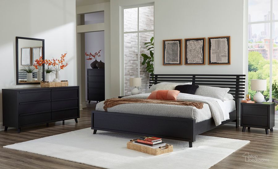 The appearance of Danziar Slat Platform Bedroom Set In Black designed by Signature Design by Ashley in the modern / contemporary interior design. This black piece of furniture  was selected by 1StopBedrooms from Danziar Collection to add a touch of cosiness and style into your home. Sku: B100-13;B1013-157;B1013-54;B1013-95;B1013-92. Material: Wood. Product Type: Bedroom Set. Bed Size: Queen. Image1