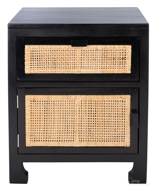 The appearance of Dave 1 Drawer 1 Door Nightstand in Black and Natural designed by Safavieh in the coastal interior design. This black and natural piece of furniture  was selected by 1StopBedrooms from Dave Collection to add a touch of cosiness and style into your home. Sku: NST4003D. Material: Wood. Product Type: Nightstand. Image1