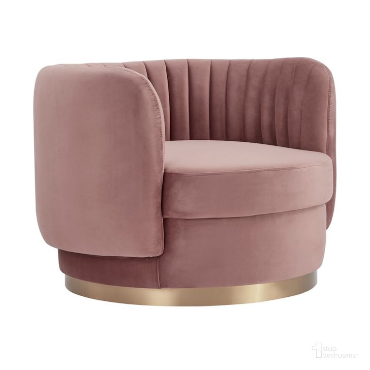 The appearance of Davy Blush Velvet Swivel Accent Chair with Gold Base designed by Armen Living in the glam interior design. This blush piece of furniture  was selected by 1StopBedrooms from Davy Collection to add a touch of cosiness and style into your home. Sku: LCDVCHBLUSH. Material: Wood. Product Type: Swivel Chair. Image1