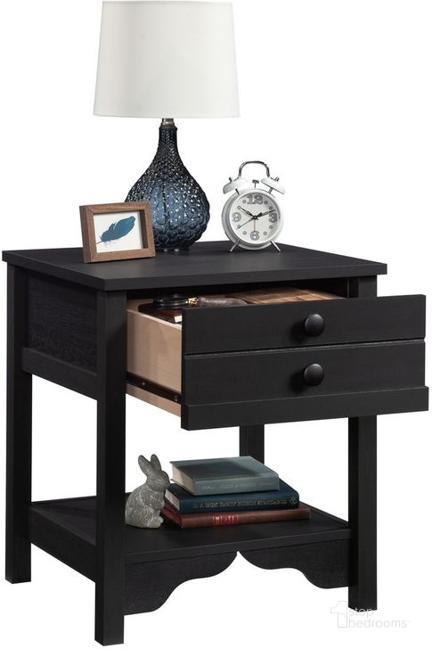 The appearance of Dawson Trail Night Stand In Raven Oak designed by Sauder in the traditional interior design. This raven oak piece of furniture  was selected by 1StopBedrooms from Dawson Trail Collection to add a touch of cosiness and style into your home. Sku: 427423. Product Type: Nightstand. Material: Engineered Wood. Image1
