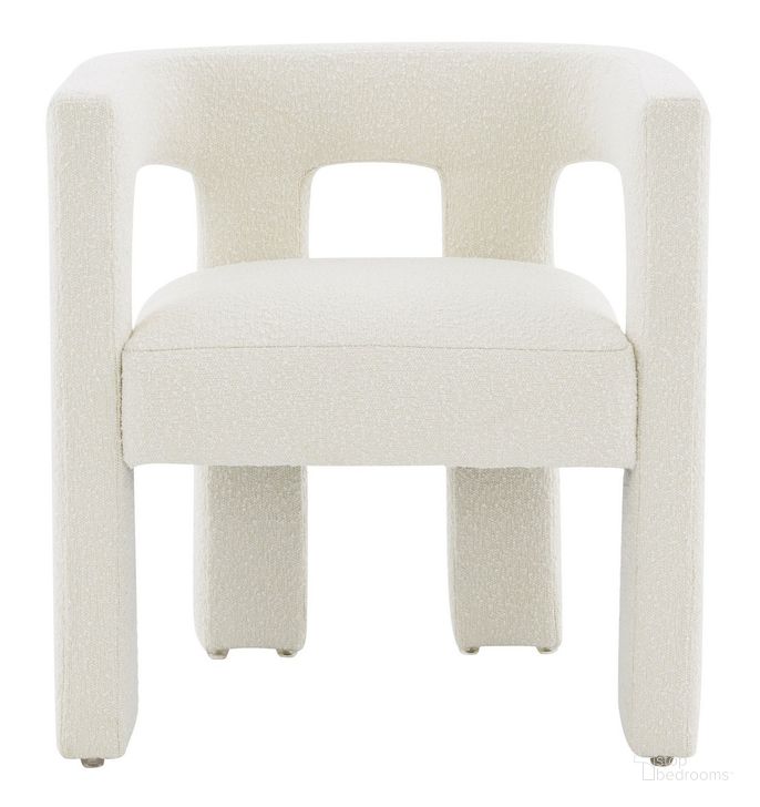 The appearance of Deandre Contemporary Chair In Ivory designed by Safavieh Couture in the modern / contemporary interior design. This ivory piece of furniture  was selected by 1StopBedrooms from Deandre Collection to add a touch of cosiness and style into your home. Sku: SFV4785C. Material: Wood. Product Type: Accent Chair. Image1
