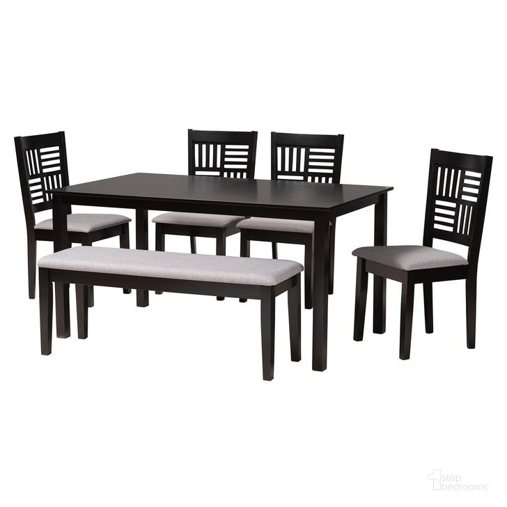 The appearance of Deanna Fabric and Wood 6 Piece Dining Set In Grey and Dark Brown designed by Baxton Studio in the modern / contemporary interior design. This grey and dark brown piece of furniture  was selected by 1StopBedrooms from Deanna Collection to add a touch of cosiness and style into your home. Sku: RH387C-Grey/Dark Brown-6PC Dining Set. Product Type: Dining Room Set. Material: Rubberwood. Image1