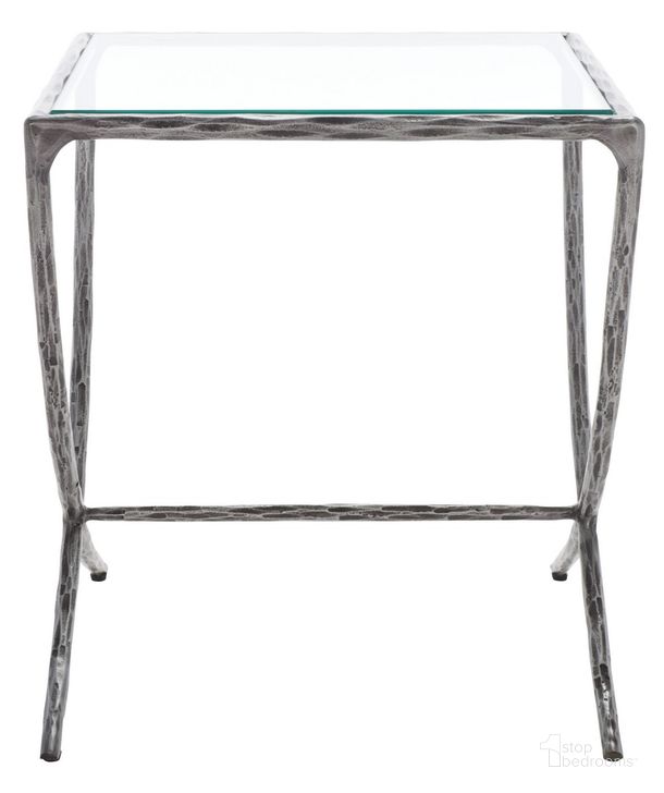 The appearance of Debbie Square Metal Accent Table In Silver designed by Safavieh Couture in the glam interior design. This silver piece of furniture  was selected by 1StopBedrooms from Debbie Collection to add a touch of cosiness and style into your home. Sku: SFV9523B. Product Type: Accent Table. Material: Iron. Image1