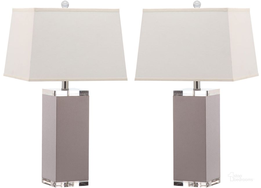 The appearance of Deco Grey and Off-White 27 Inch Leather Table Lamp Set of 2 designed by Safavieh in the modern / contemporary interior design. This grey piece of furniture  was selected by 1StopBedrooms from Deco Collection to add a touch of cosiness and style into your home. Sku: LIT4143C-SET2. Product Type: Table Lamp. Image1