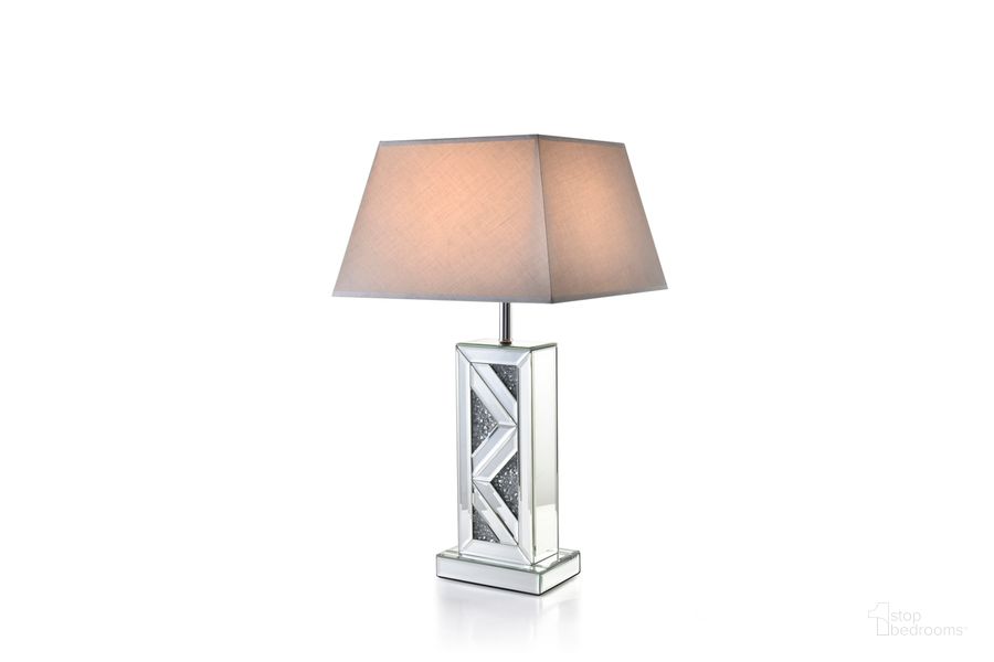 The appearance of Decor Table Lamp In Mirror designed by Glory in the modern interior design. This mirror piece of furniture  was selected by 1StopBedrooms from Decor Collection to add a touch of cosiness and style into your home. Sku: GM0106. Material: Wood. Product Type: Table Lamp. Image1